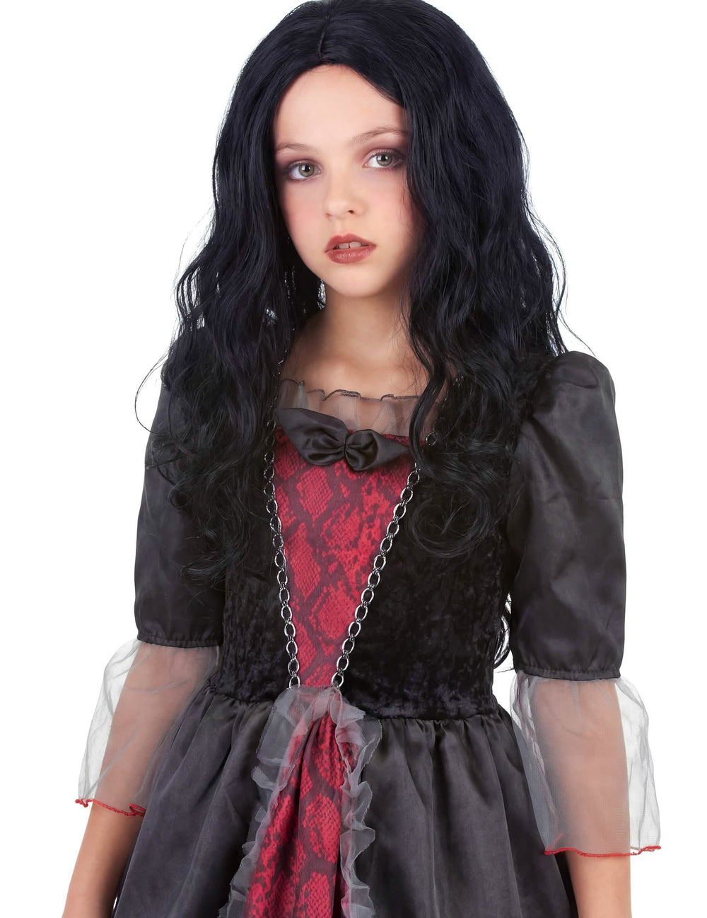 Gros plan sur le buste du déguisement de vampire pour fille