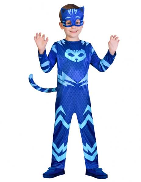 Yoyo Pyjamasankarit -asuste lapset sininen, jossa on maski ja häntä
