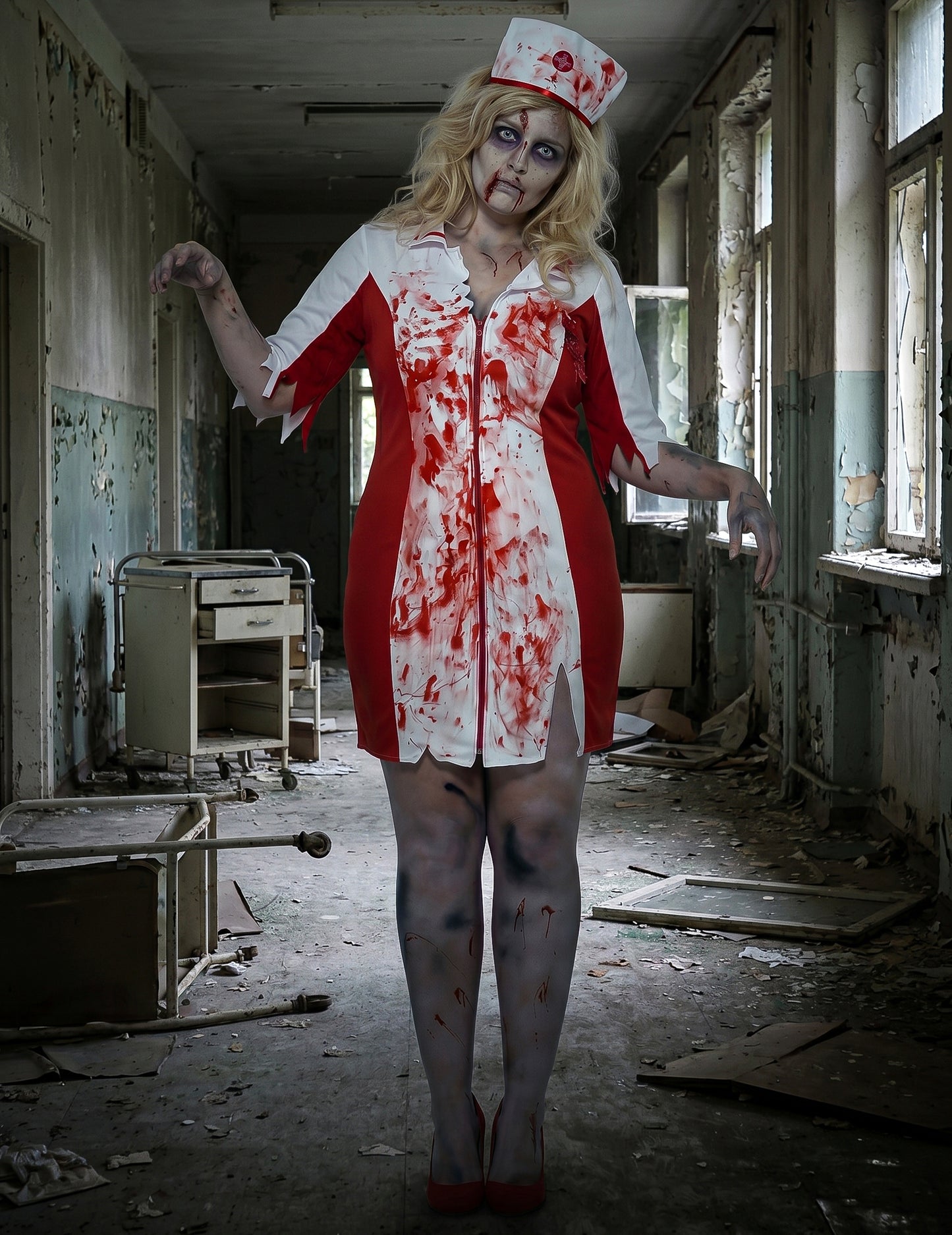Naisten Zombisairaanhoitaja Halloween asu