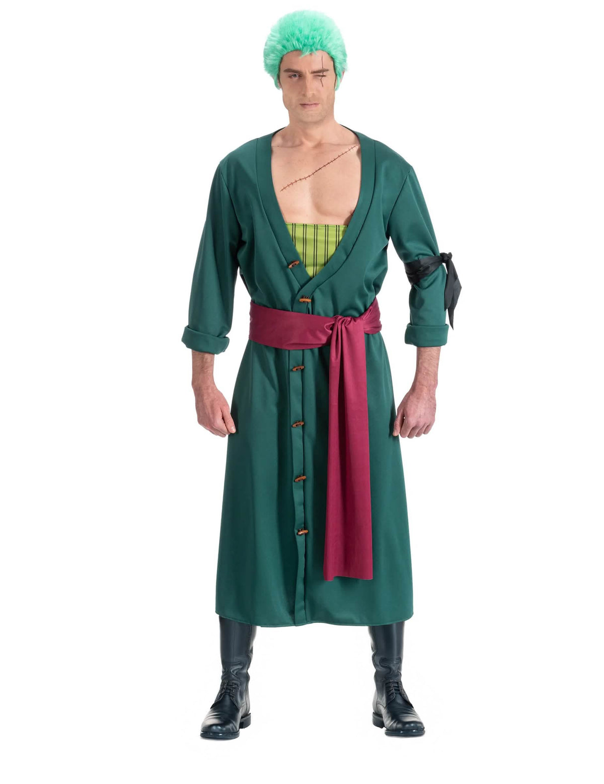 Déguisement Zoro One Piece™ pour adulte vert avec ceinture bordeaux
