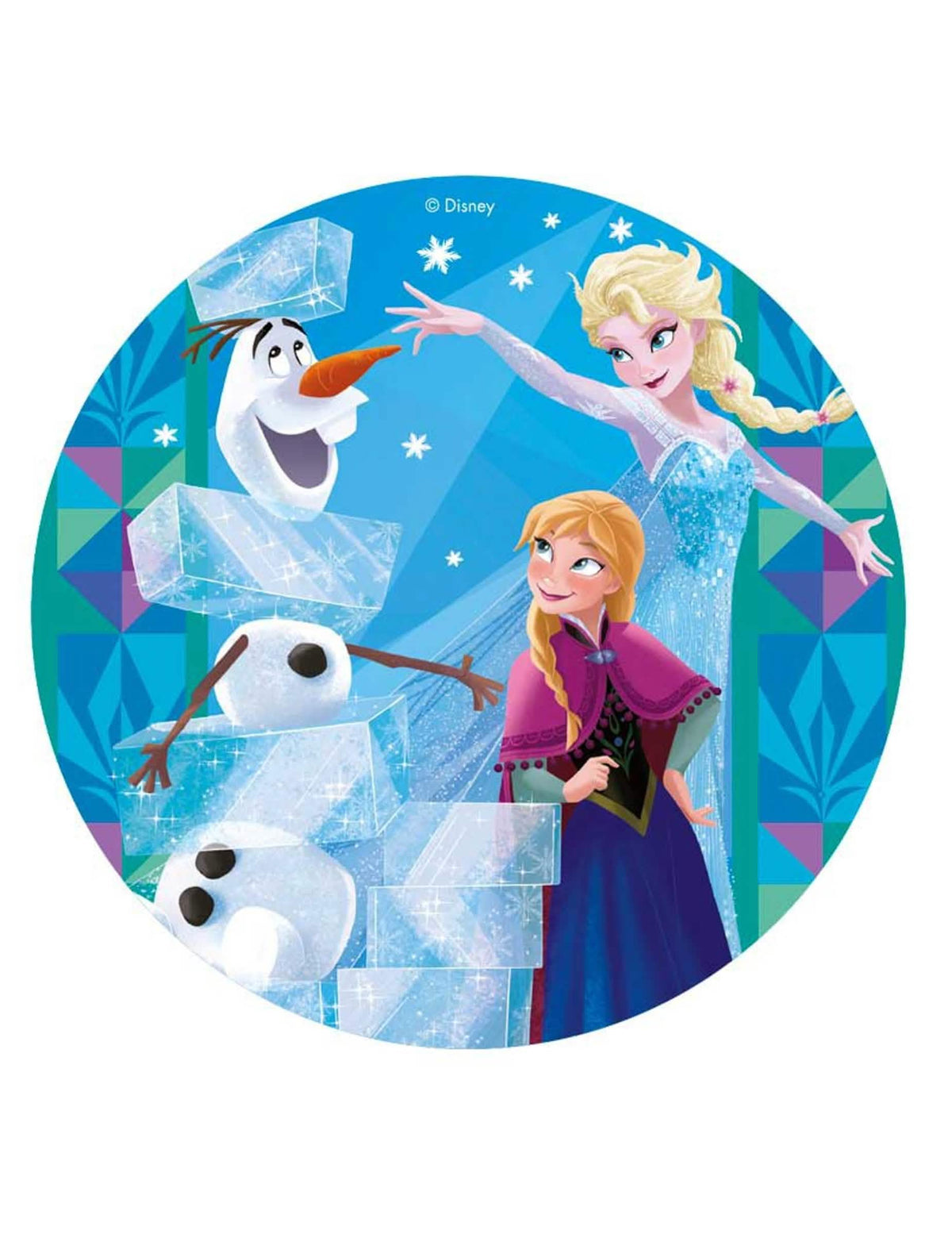 Syötävä kiekko Frozen lapsille sininen, Elsa, Anna ja Olaf mukana