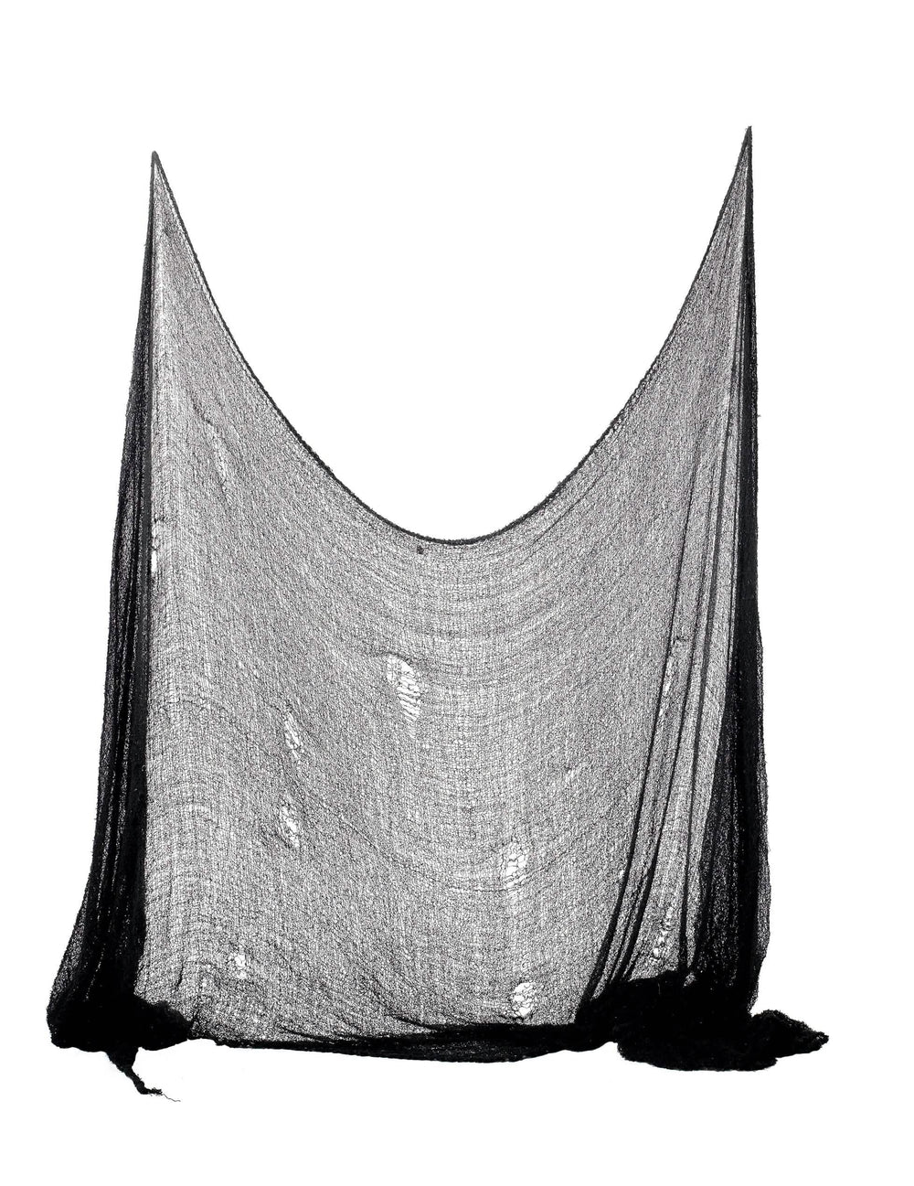 Décoration drap Halloween noir avec mailles déchirées