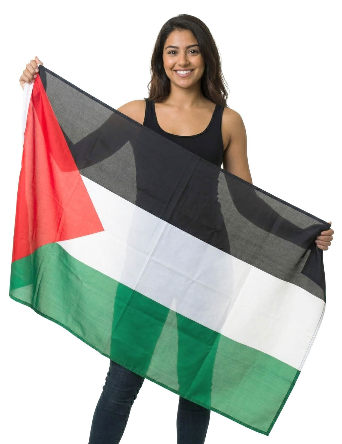 Drapeau Palestine pour supporter noir blanc vert et rouge