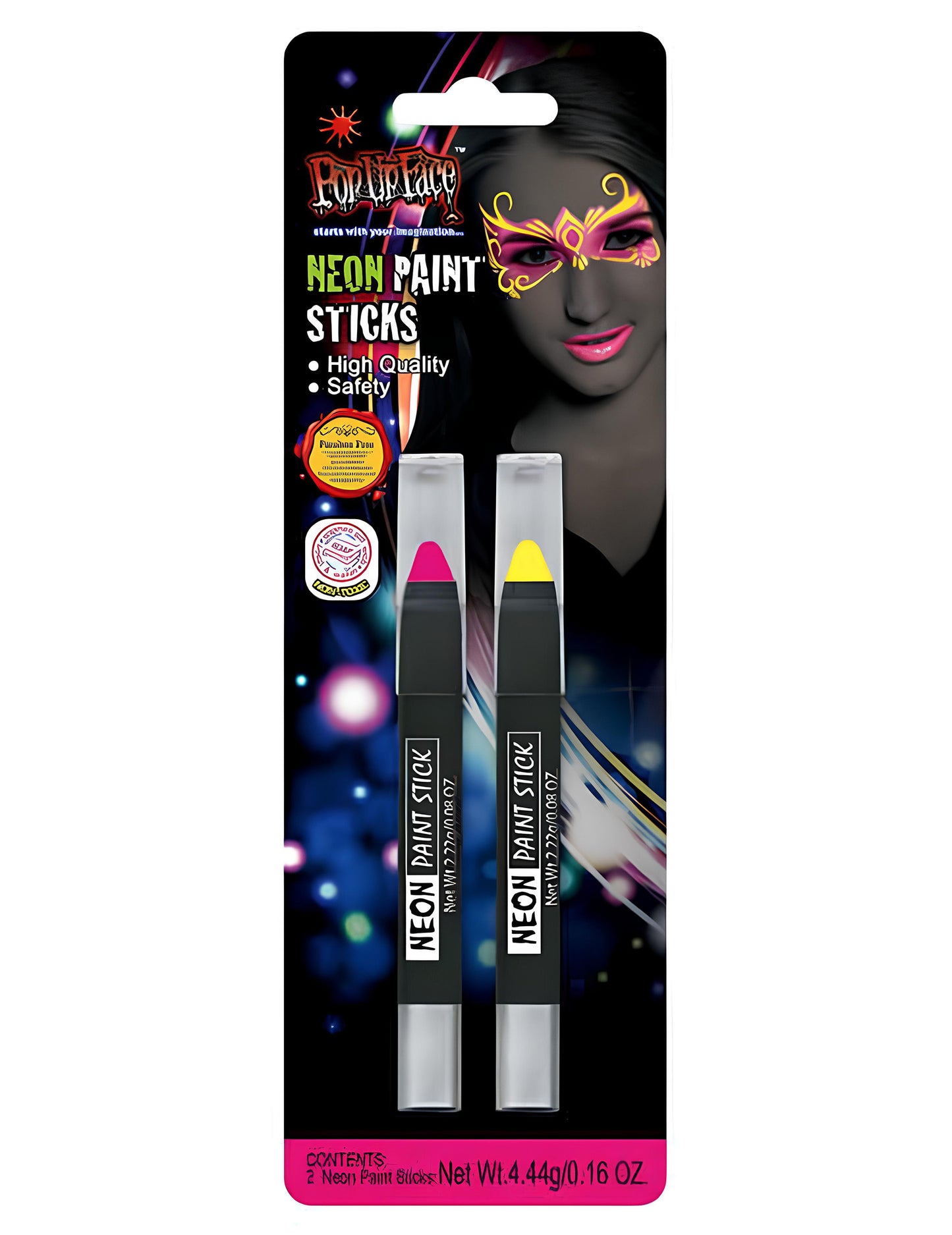 Duo de crayons de maquillage néon pour adulte jaune et rose