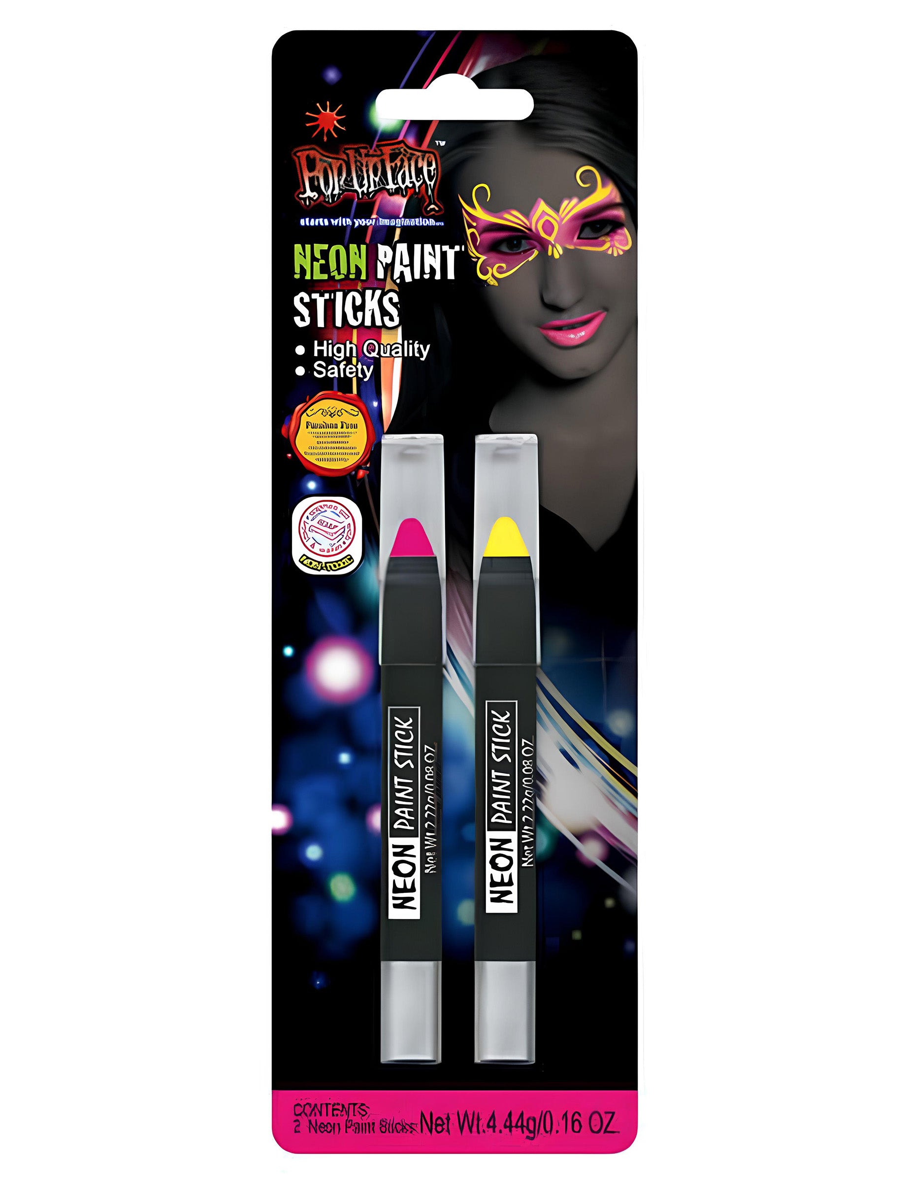 Duo de crayons de maquillage néon pour adulte jaune et rose