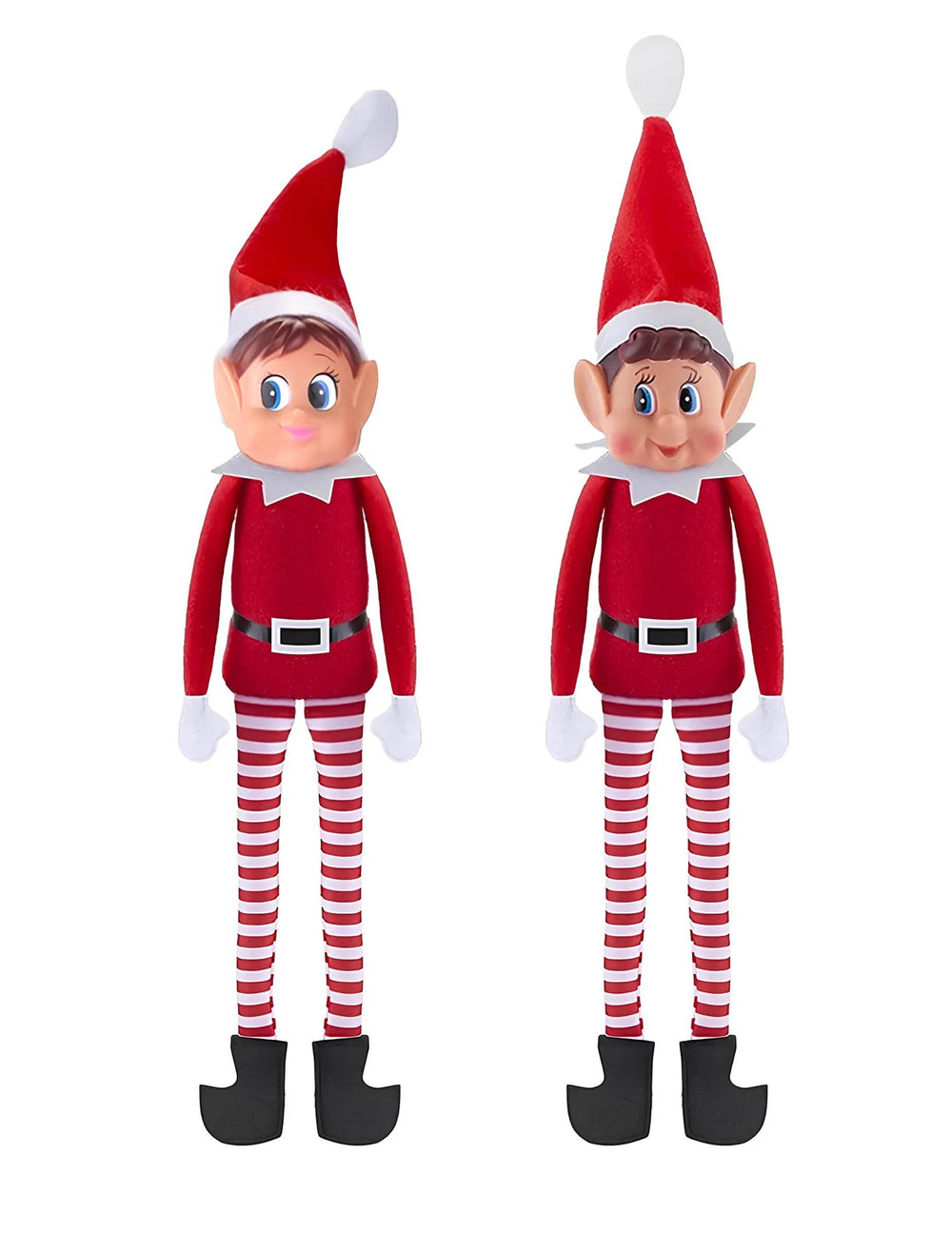 Duo lutins farceurs de Noël Elvie et Elfie pour enfant rouge et blanc à rayures