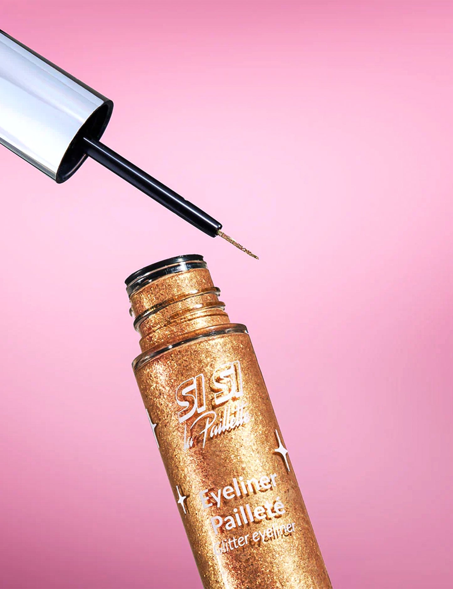 Metallinhohtoinen kultainen kimalle-eyeliner Si si la paillette™