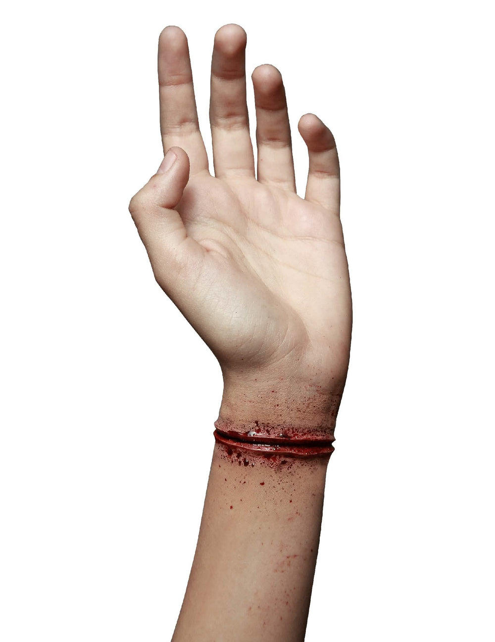 Väärennetty rannehaava, leikattu aikuiset halloweenia varten, verinen, realistinen
