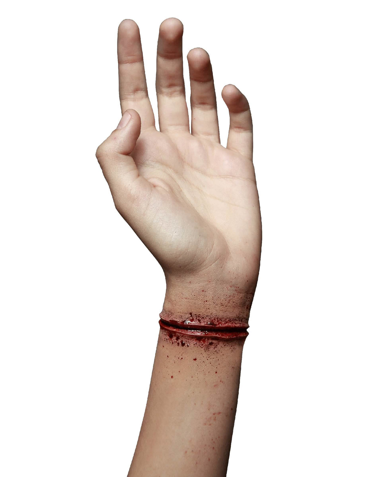 Väärennetty rannehaava, leikattu aikuiset halloweenia varten, verinen, realistinen