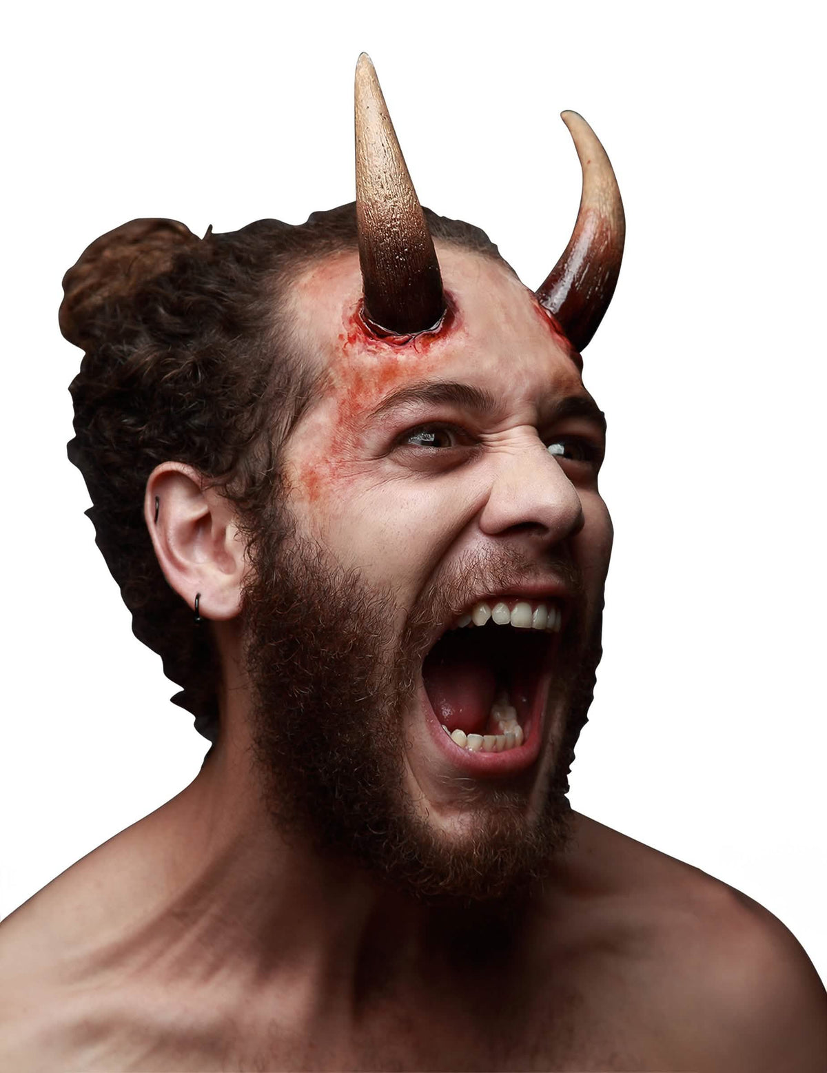 Väärät paholaisen sarvet halloweeniksi aikuiset, beigeät ja veriset