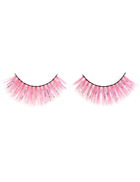Faux cils brillants roses adulte