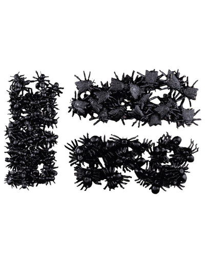 Faux insectes araignées mouches et fourmis Halloween pour décoration noirs en plastique