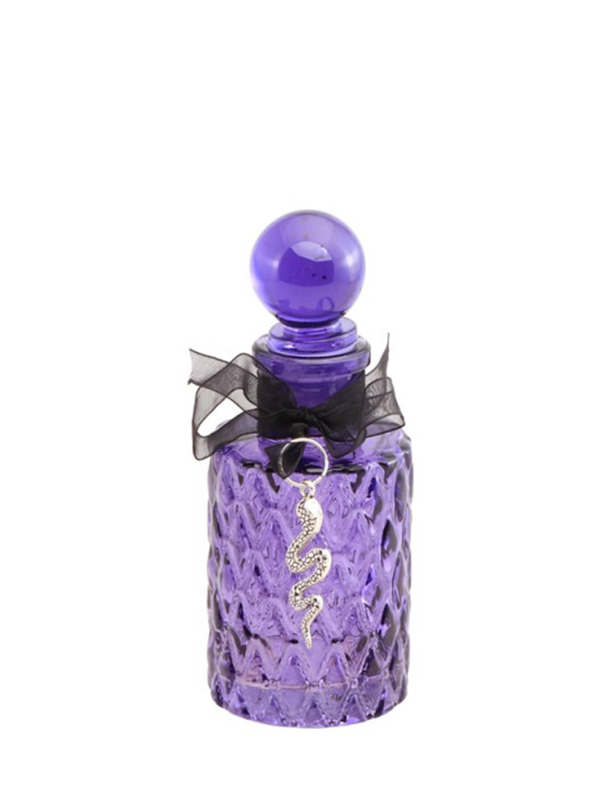 Fiole serpent pour décoration violette avec relief et nœud noir