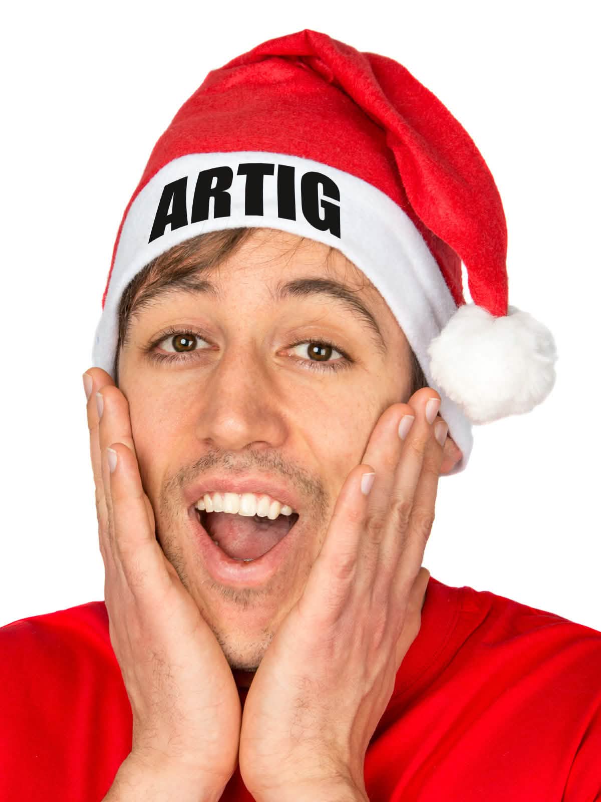 Bonnet de Père Noël humoristique ARTIG pour adulte rouge et blanc