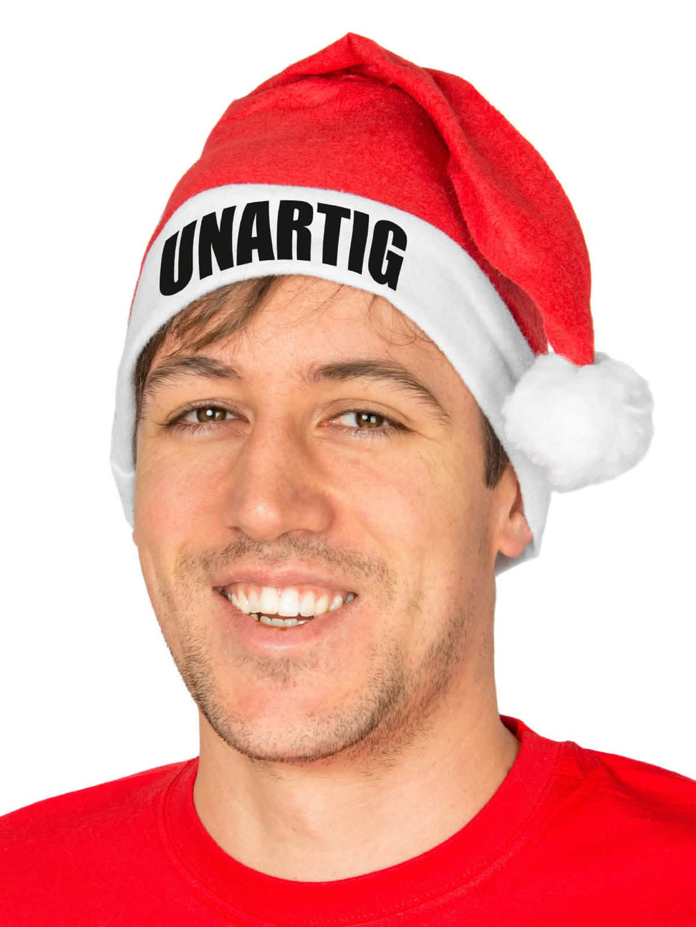 Bonnet de Noël humoristique UNARTIG pour adulte rouge et blanc
