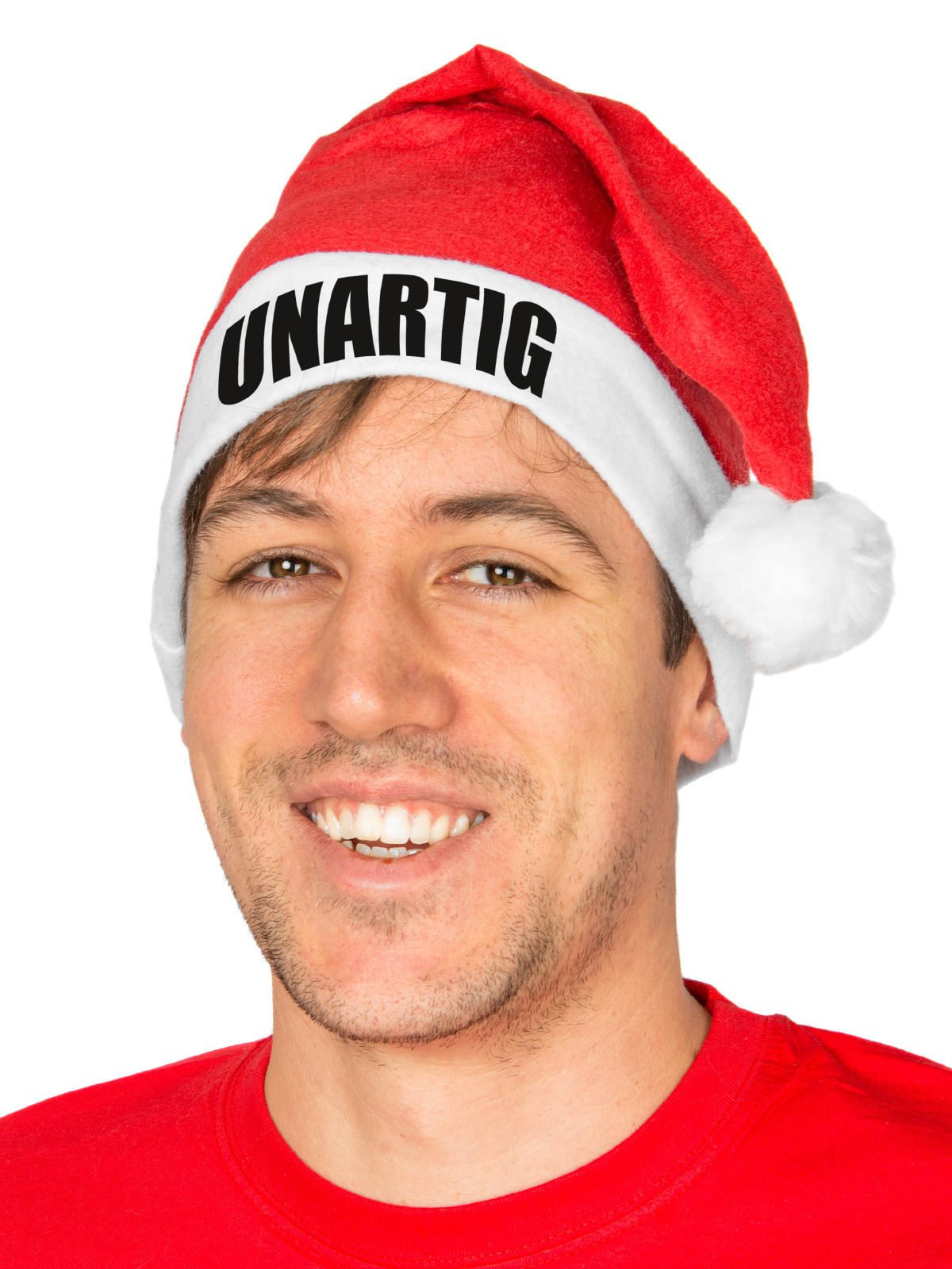 Bonnet de Noël humoristique UNARTIG pour adulte rouge et blanc