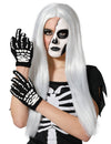 Gants courts de squelette pour adulte noirs et blancs