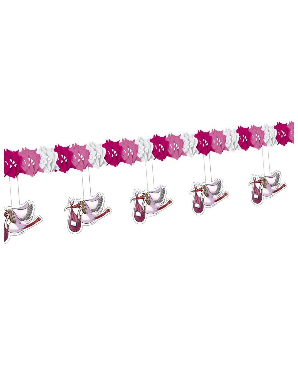 Guirlande cigognes pour fille rose et blanche