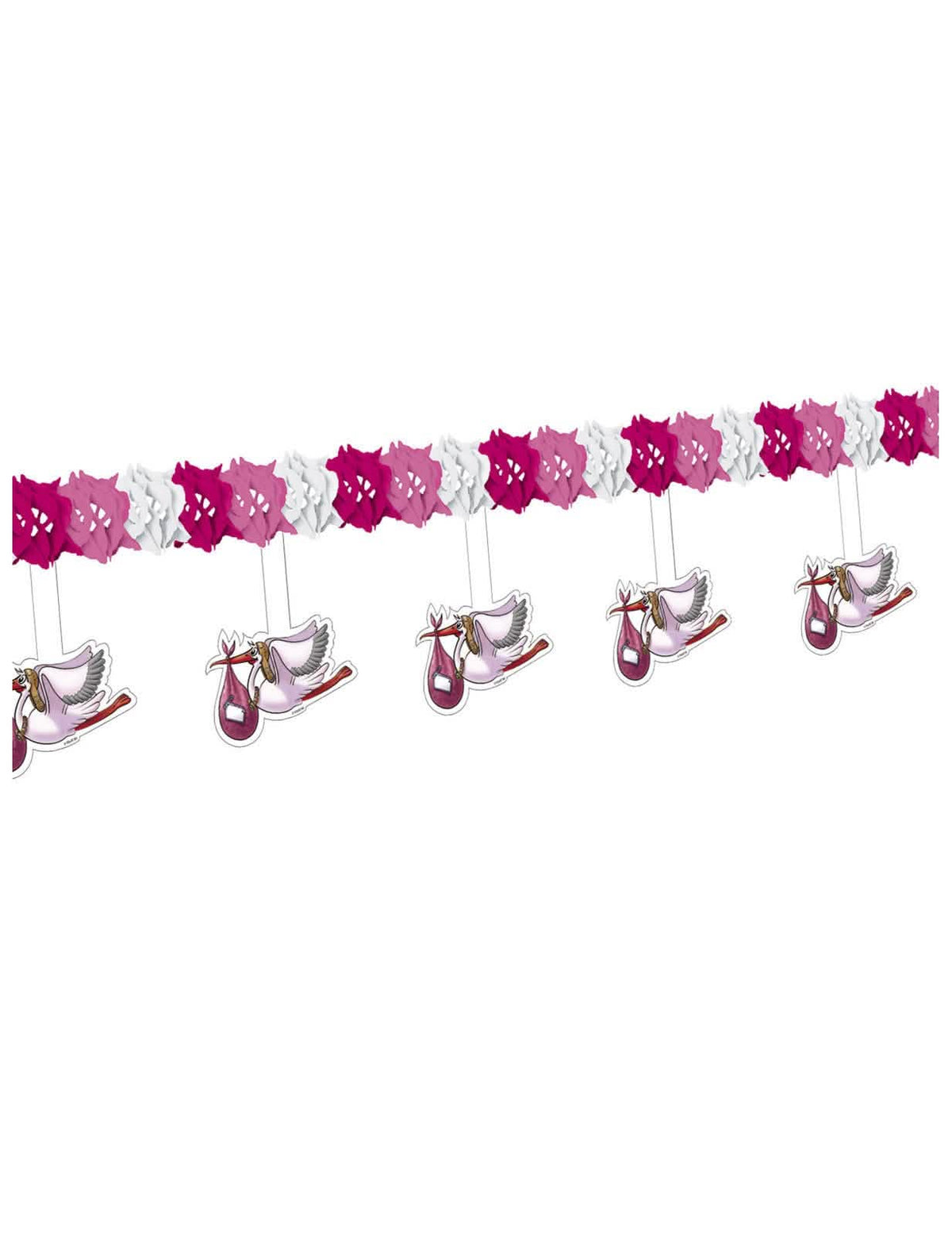 Guirlande cigognes pour fille rose et blanche