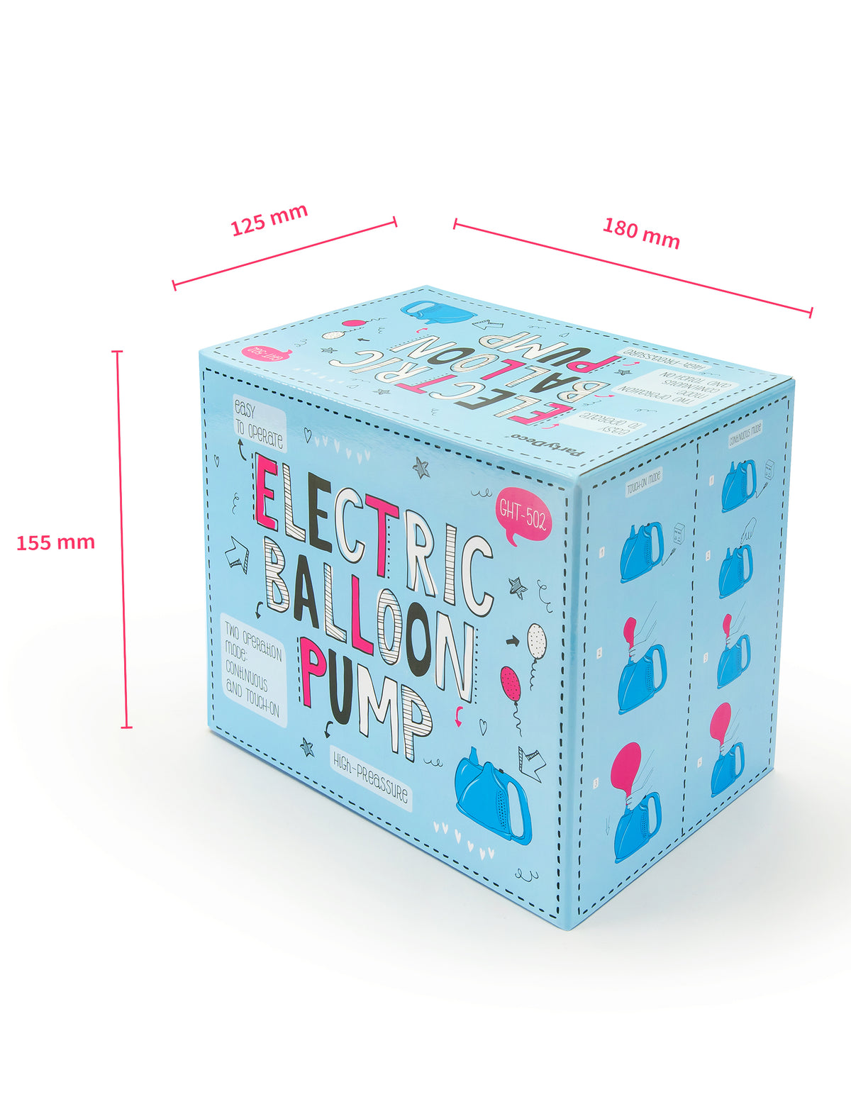 Dimensions de l'emballage du gonfleur de ballon électrique