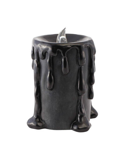 Suuri koristeellinen kynttilä mustaa hartsia LED-valolla 10 x 8,5 x 12 cm