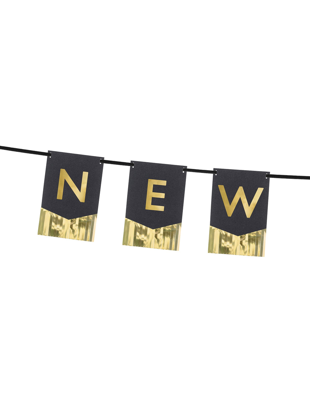 Détail des fanions avec les lettres NEW de la guirlande à fanions Happy New Year