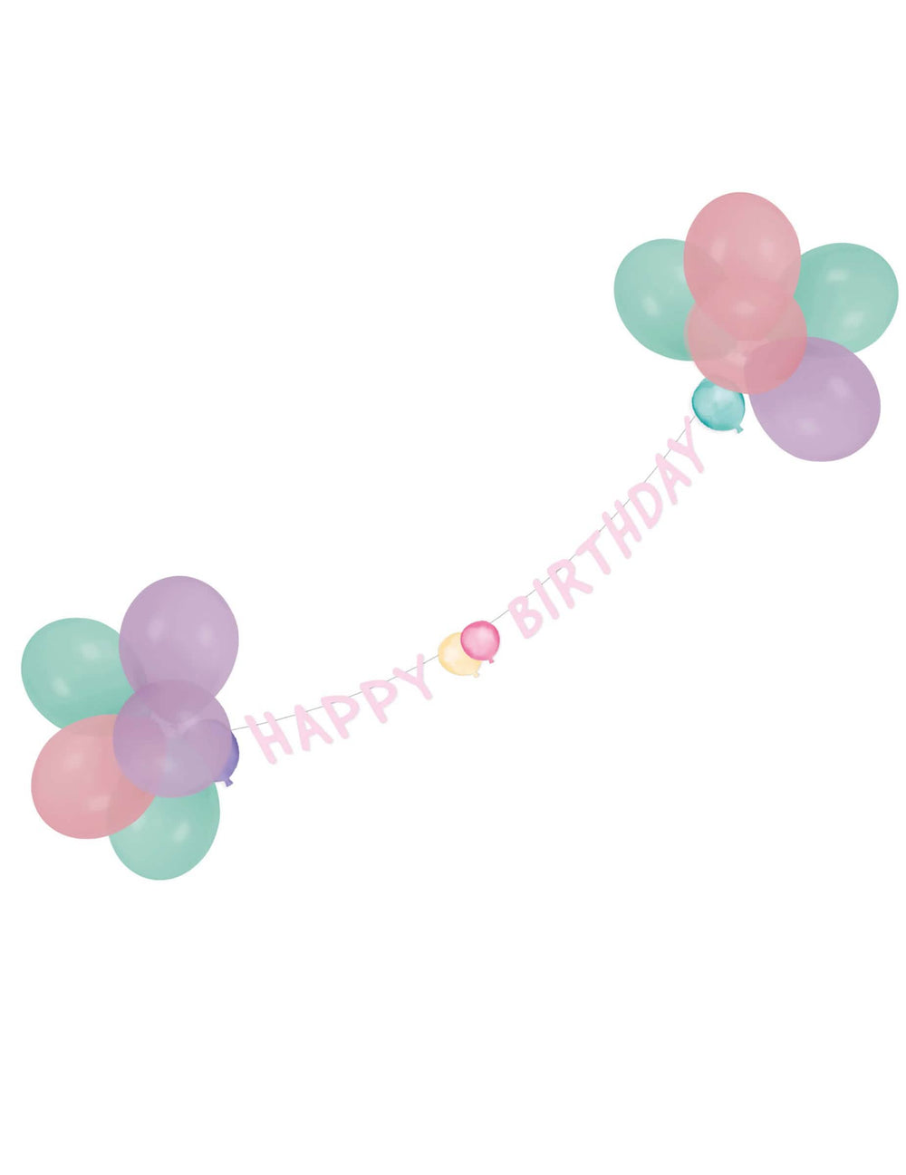 Guirlande avec ballons Happy Birthday pour fête pastel