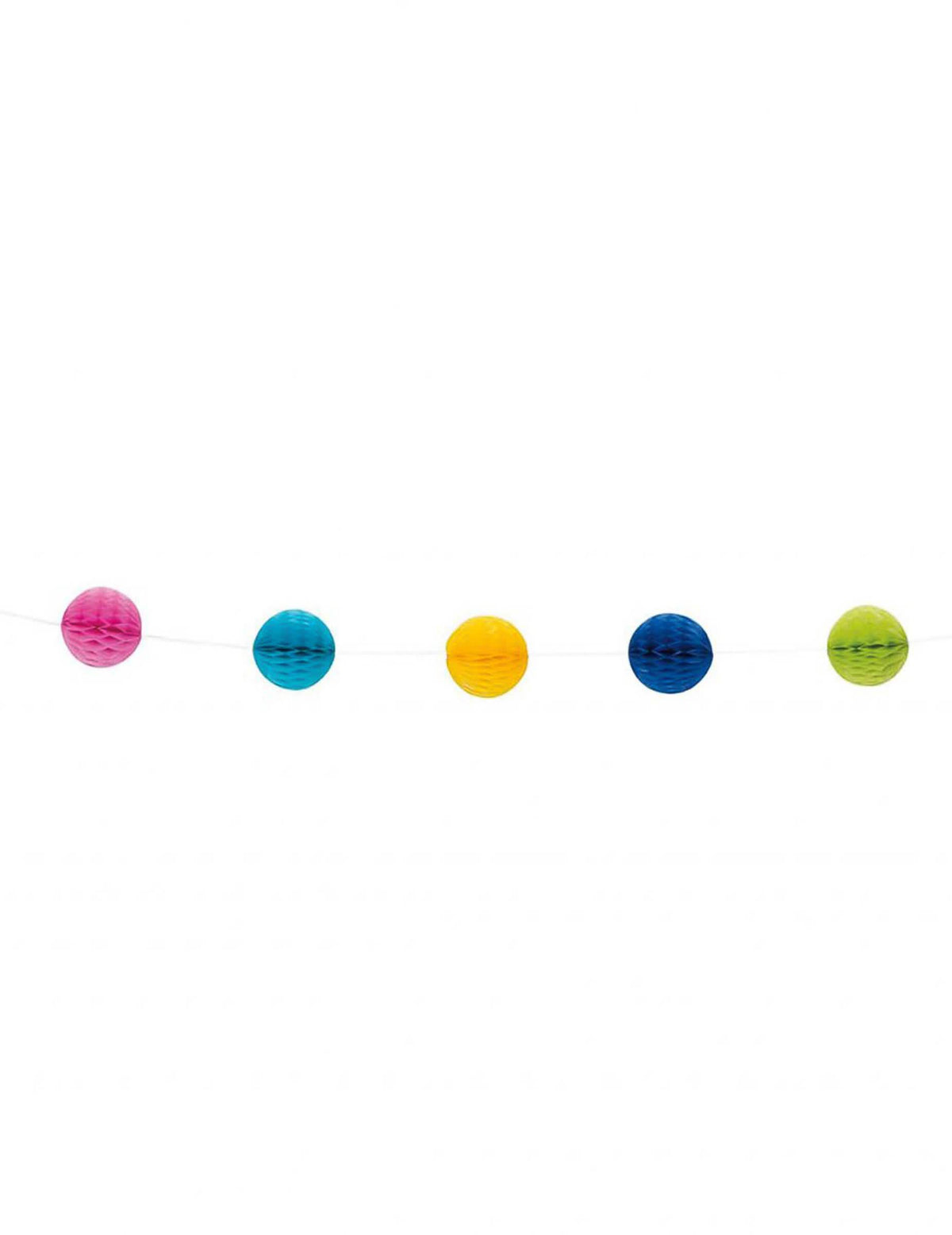Guirlande boules alvéolées multicolore avec 11 pompons