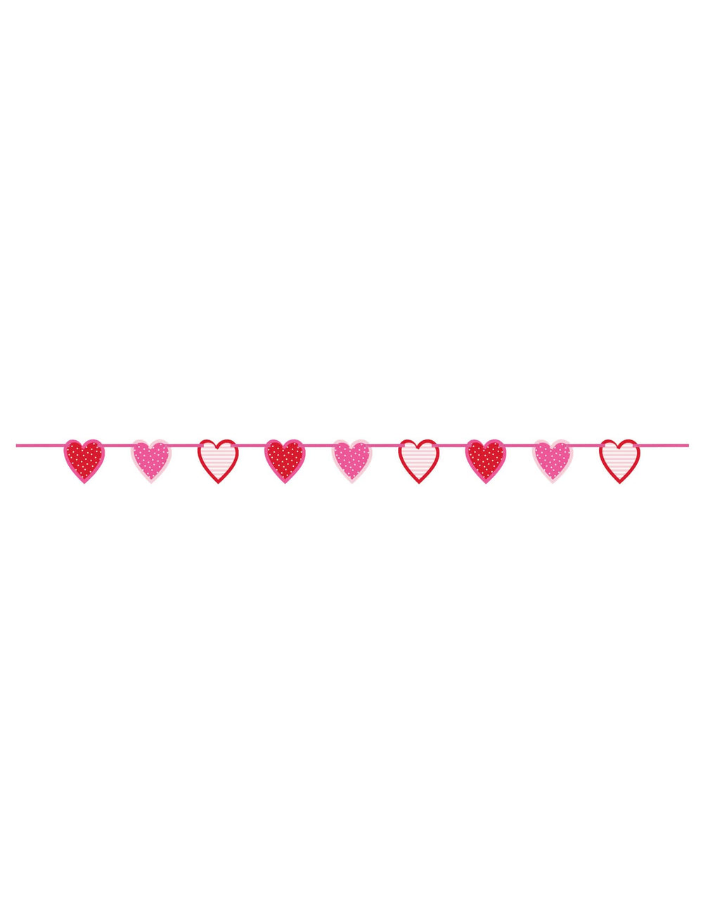 Vue d'ensemble de la guirlande coeurs à motifs