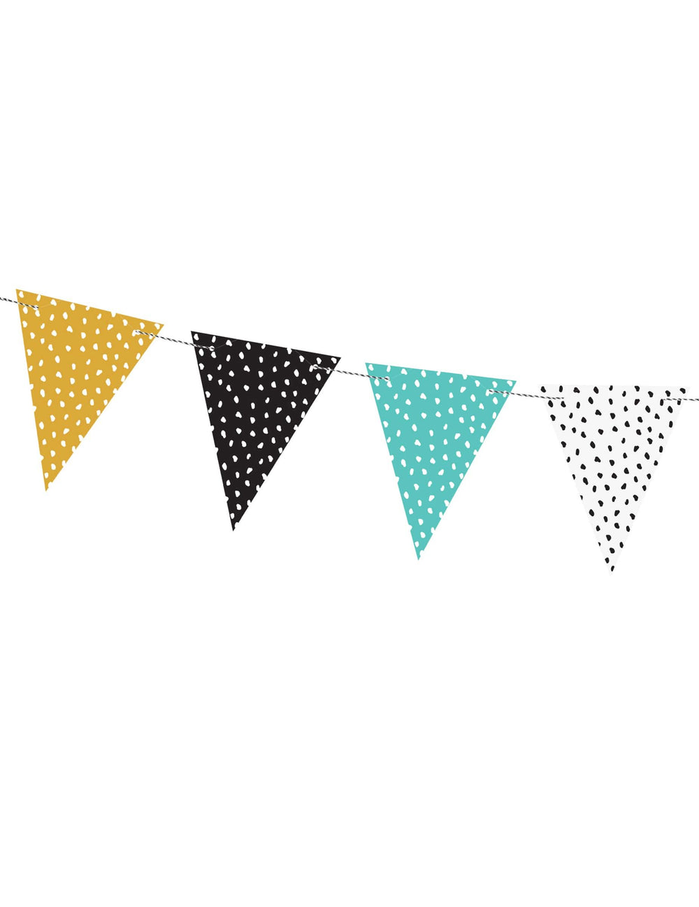 Guirlande de fanions en carton à pois blanc pour décoration multicolore jaune noir bleu et blanc