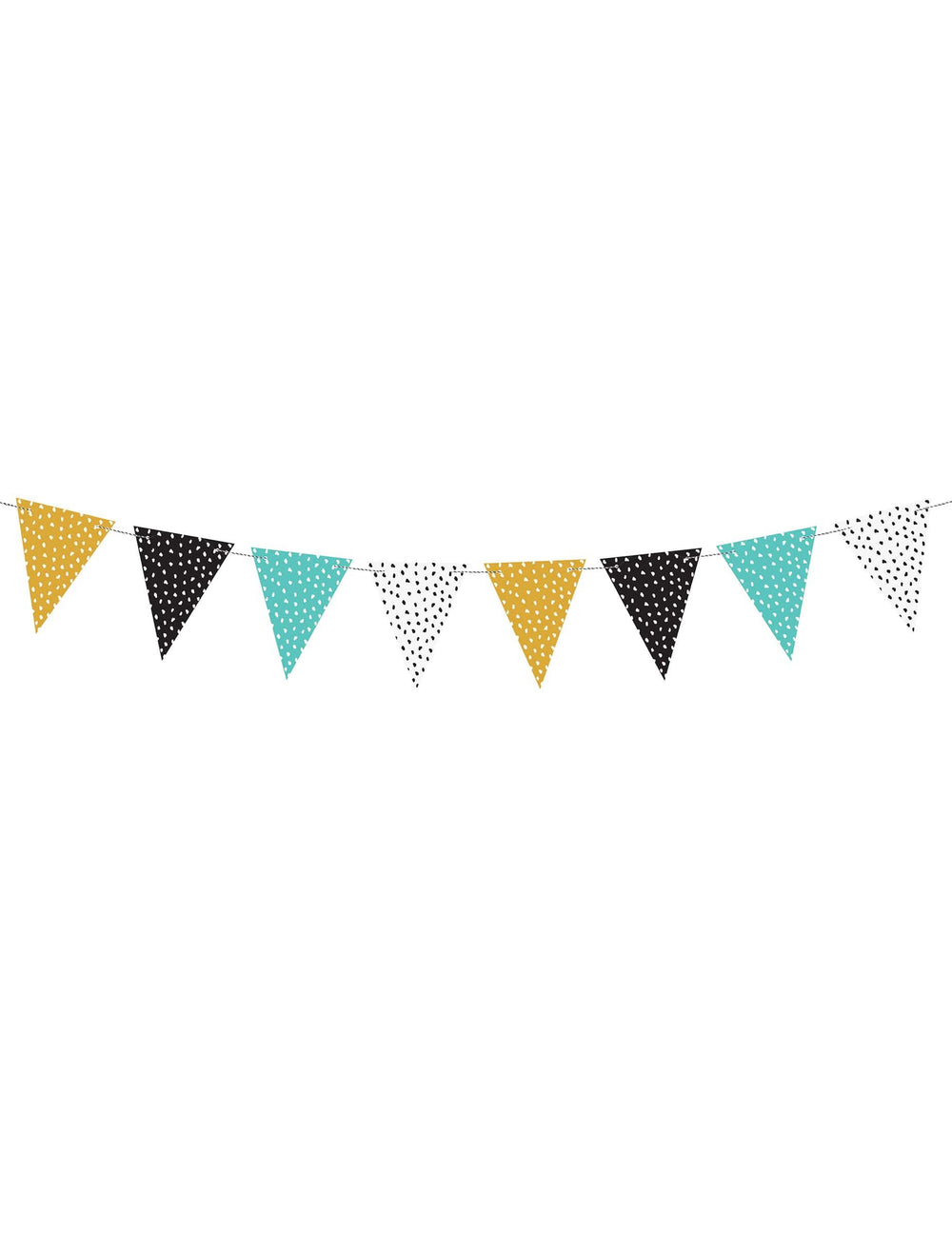 Guirlande de fanions à pois blanc pour fête multicolore en carton