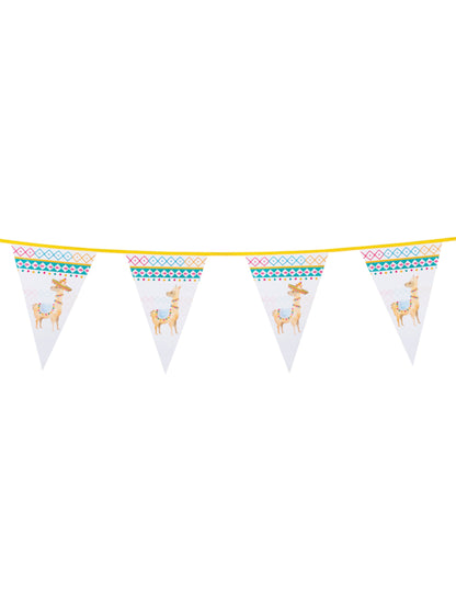 Guirlande de fanions en plastique lama pour fête blanche