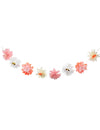Guirlande de fleurs décoration bohème pour fête papier de soie multicolore pastel