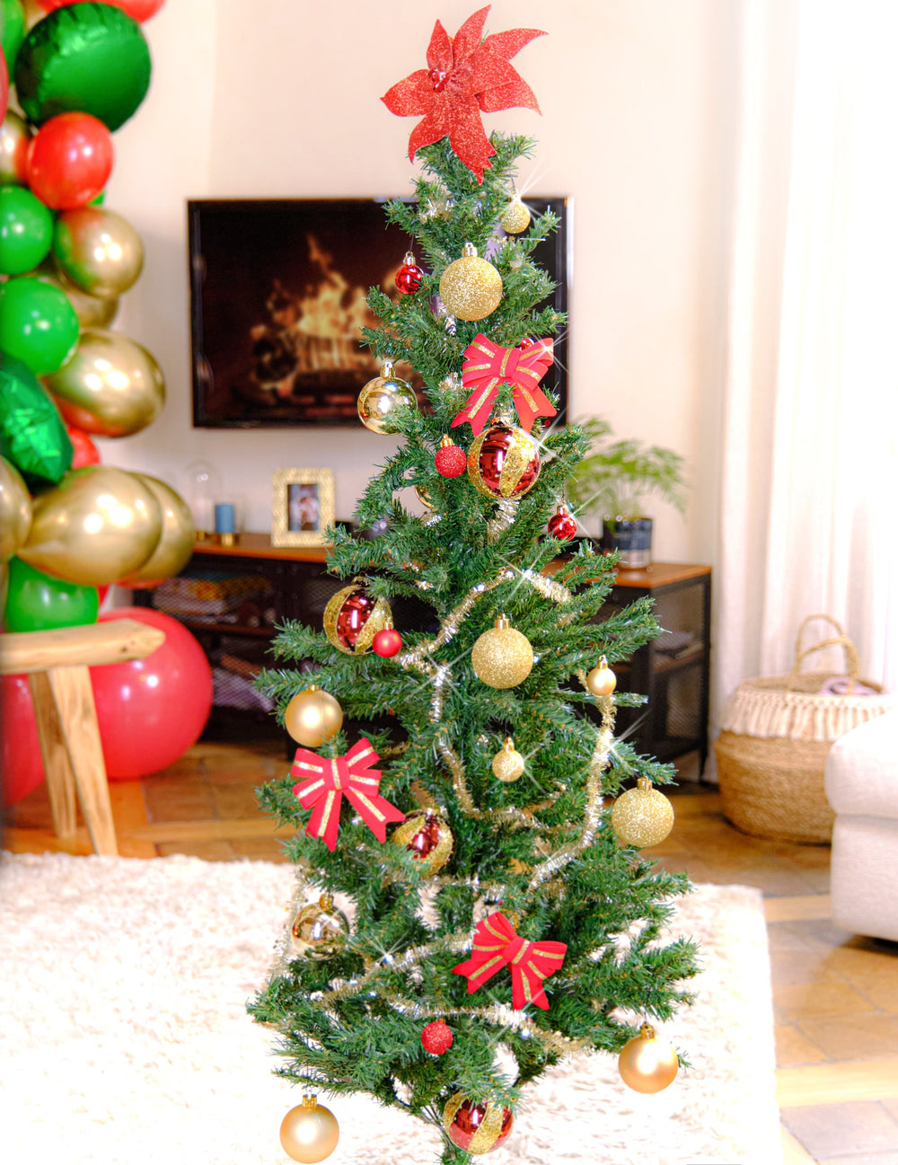Mise en situation sur un sapin de la guirlande de sapin étoiles