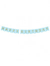 Guirlande en carton Happy Birthday pour anniversaire bleue et dorée métallisée