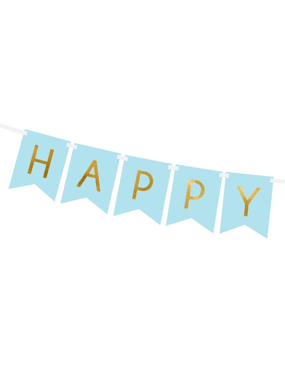 Détail du mot Happy de la guirlande en carton Happy Birthday pour anniversaire