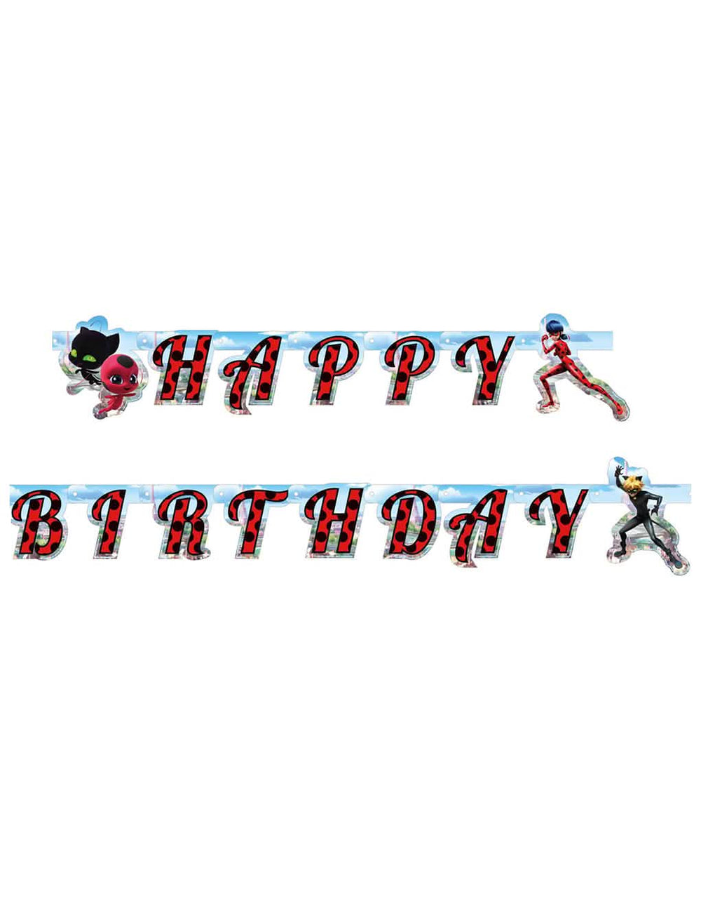 Juhlakoristeen kartongista tehdyn Happy Birthday Ihmeellinen Leppäkerttu -viirinauhan yleiskuva