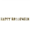 Guirlande en carton happy Halloween pour fête noire et or avec lettres