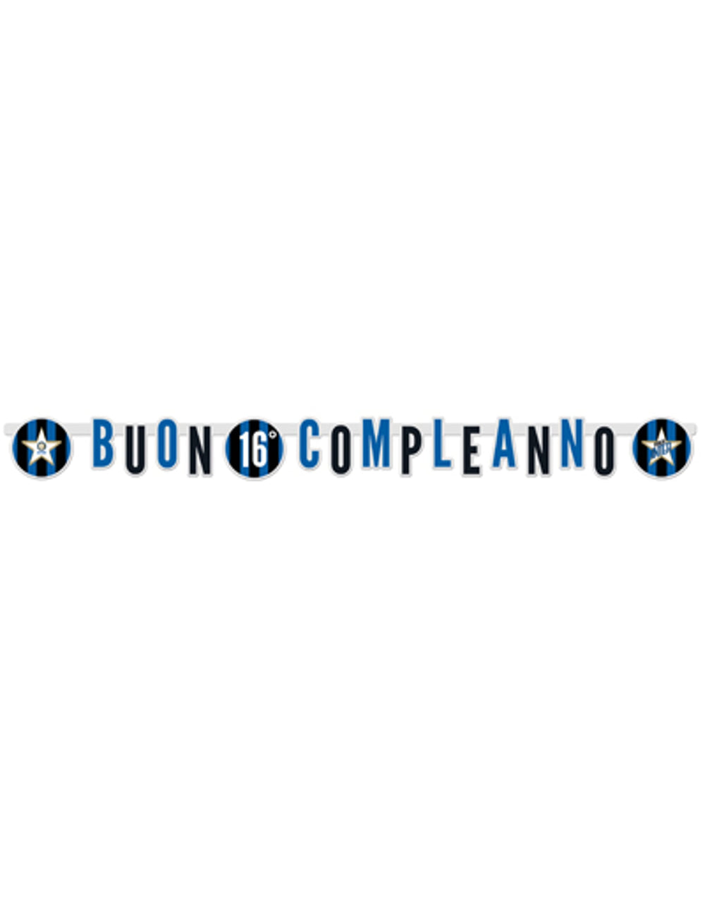 Guirlande en carton personnalisable Buon Compleanno Inter pour anniversaire bleu et noir