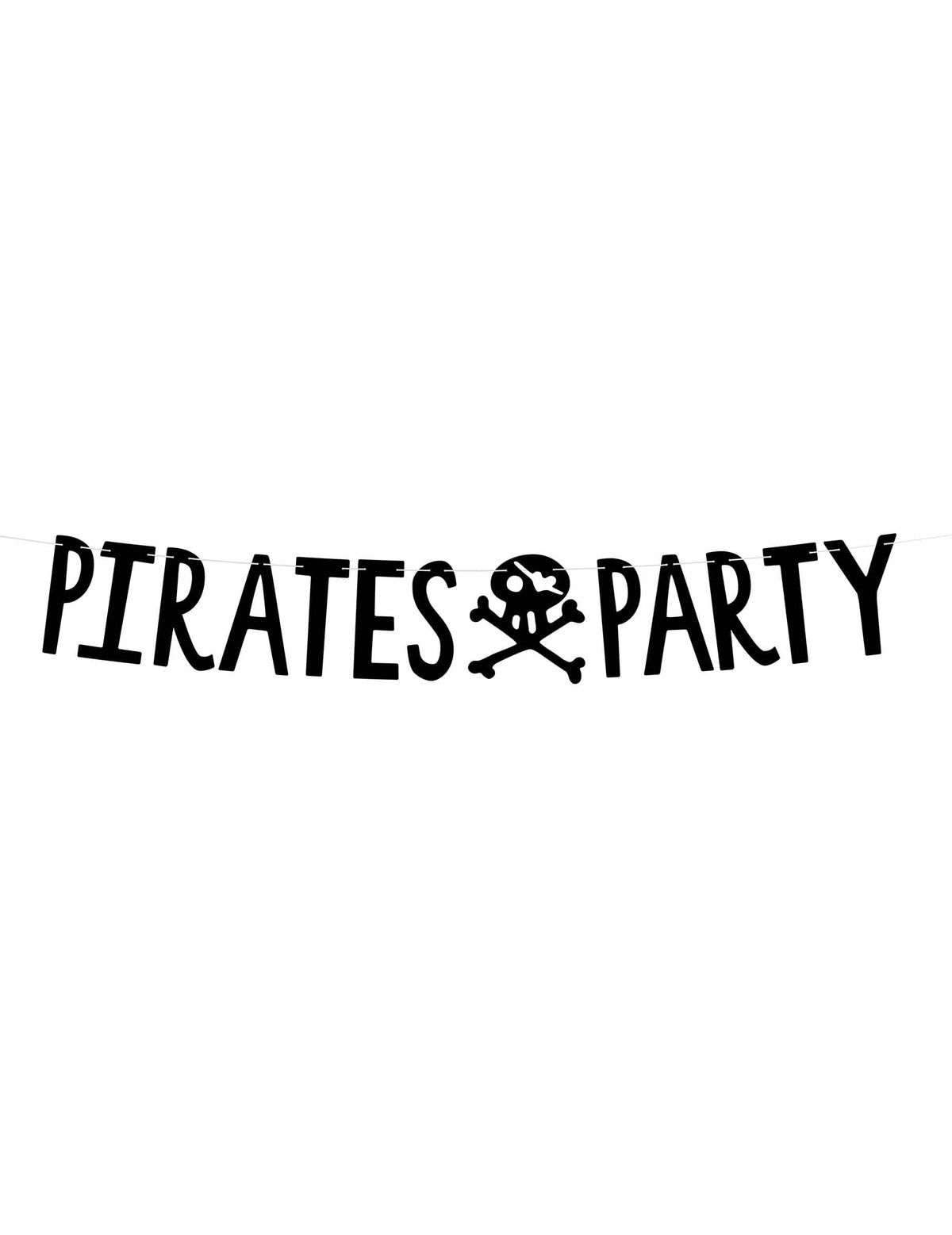 Guirlande en carton Pirates Party pour fête noire avec tête de mort