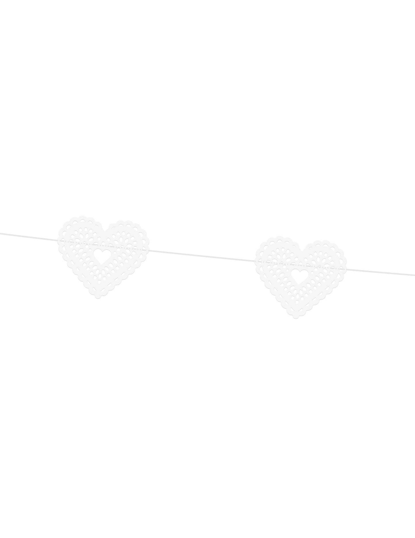 Guirlande en papier cœurs dentelle pour mariage blanche