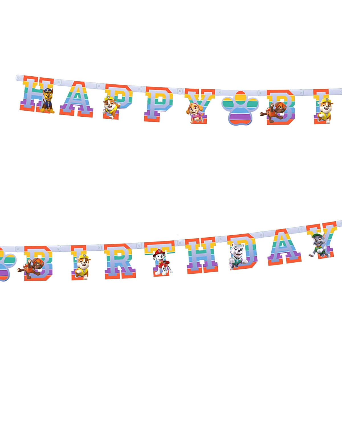 Guirlande en papier Pat' Patrouille pour enfant multicolore arc-en-ciel Happy Birthday