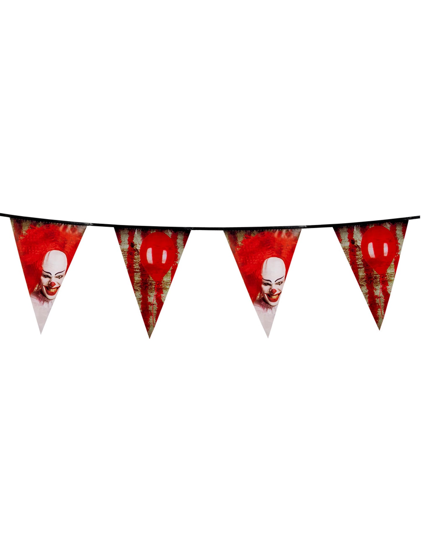 Guirlande en plastique Clown terrifiant rouge et blanc avec ballons