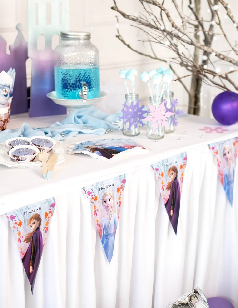 Guirlande fanion La Reine des Neiges 2 pour enfant multicolore avec Elsa et Anna