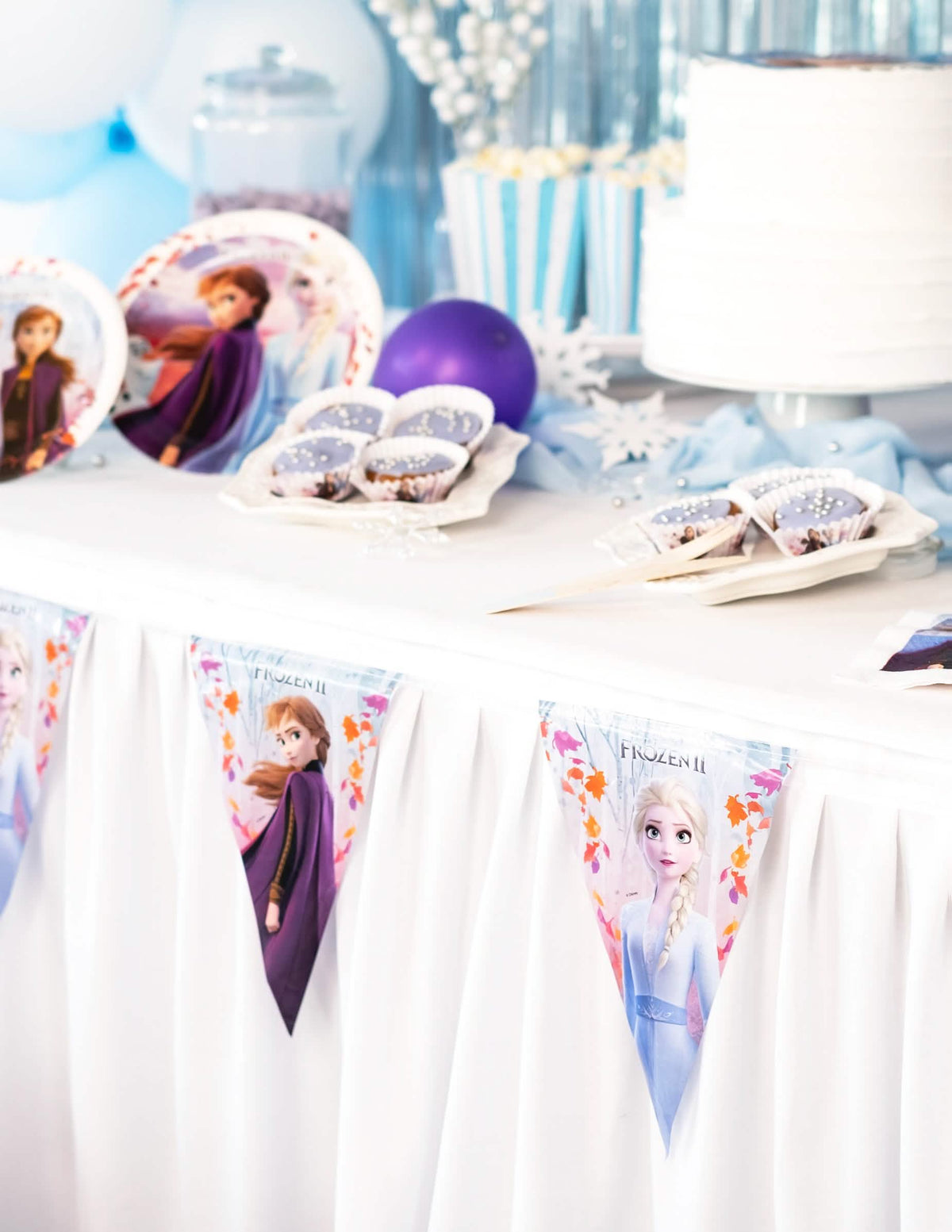 Détail des fanions de la guirlande fanion La Reine des Neiges 2