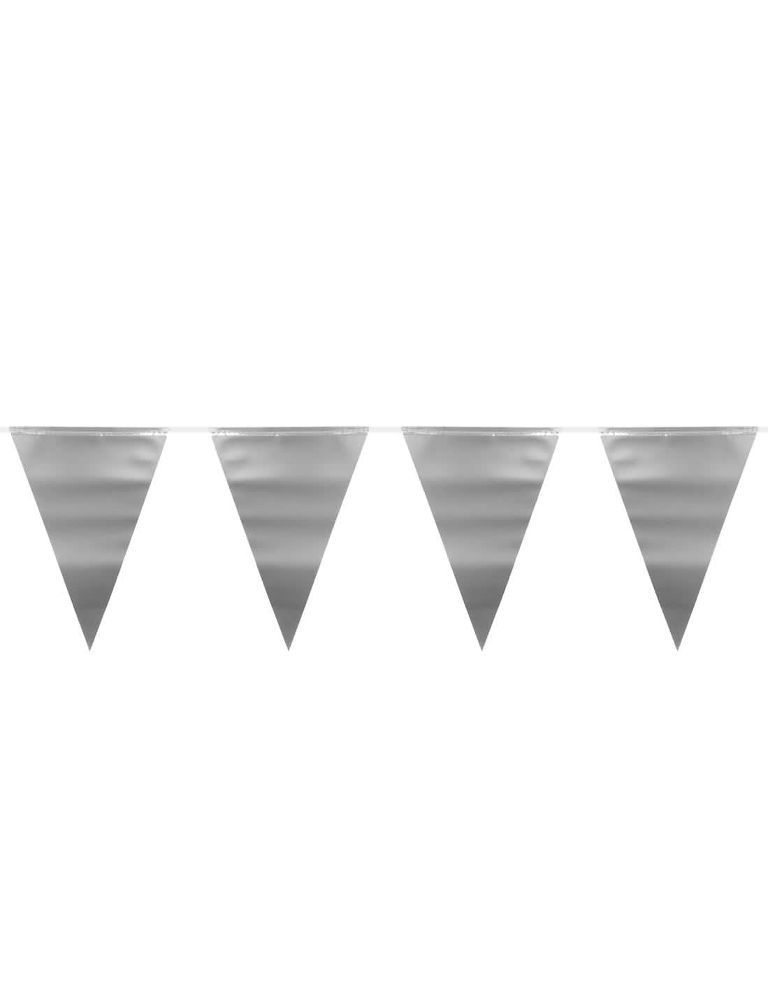 Guirlande fanions argenté métallique pour fête argenté brillant
