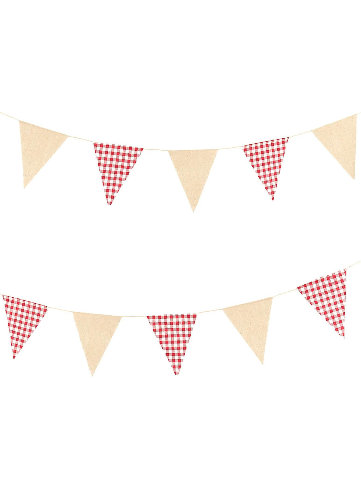 Viirinauha pellava-ruudullinen retro punainen ja beige koristeluun