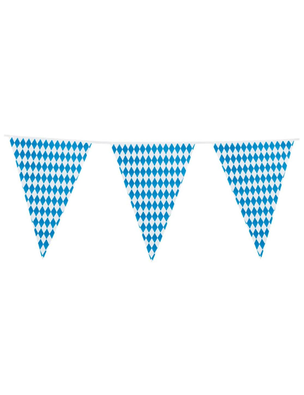 Guirlande à fanions géants Fête de la bière bleu et blanc à motifs losanges