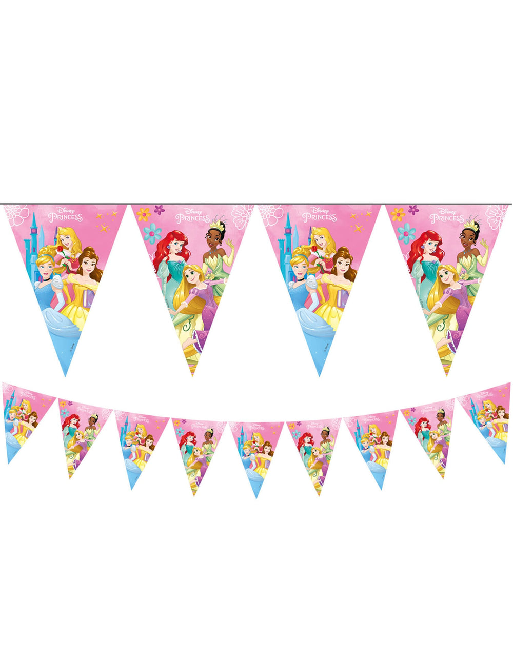 Guirlande fanions Princesses Disney pour enfant rose et bleu
