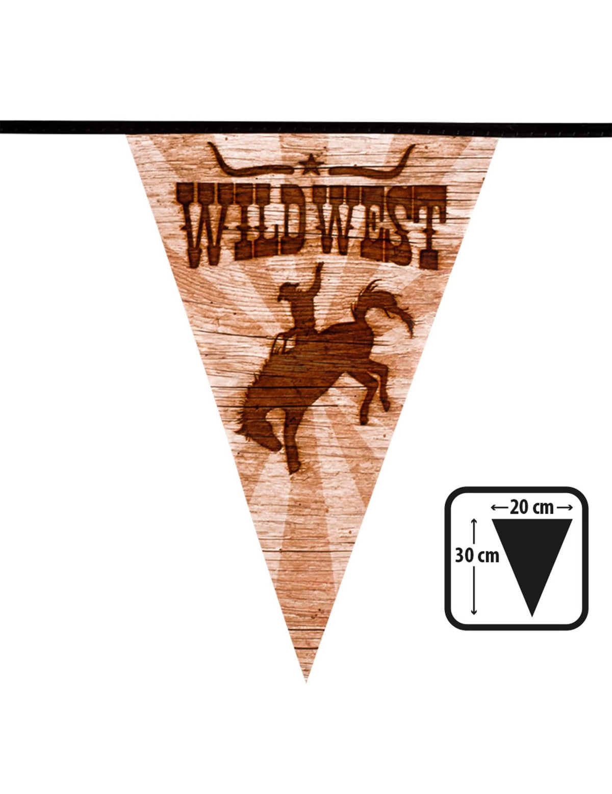 Lännen villi länsi -viirinauhan viirin mitat